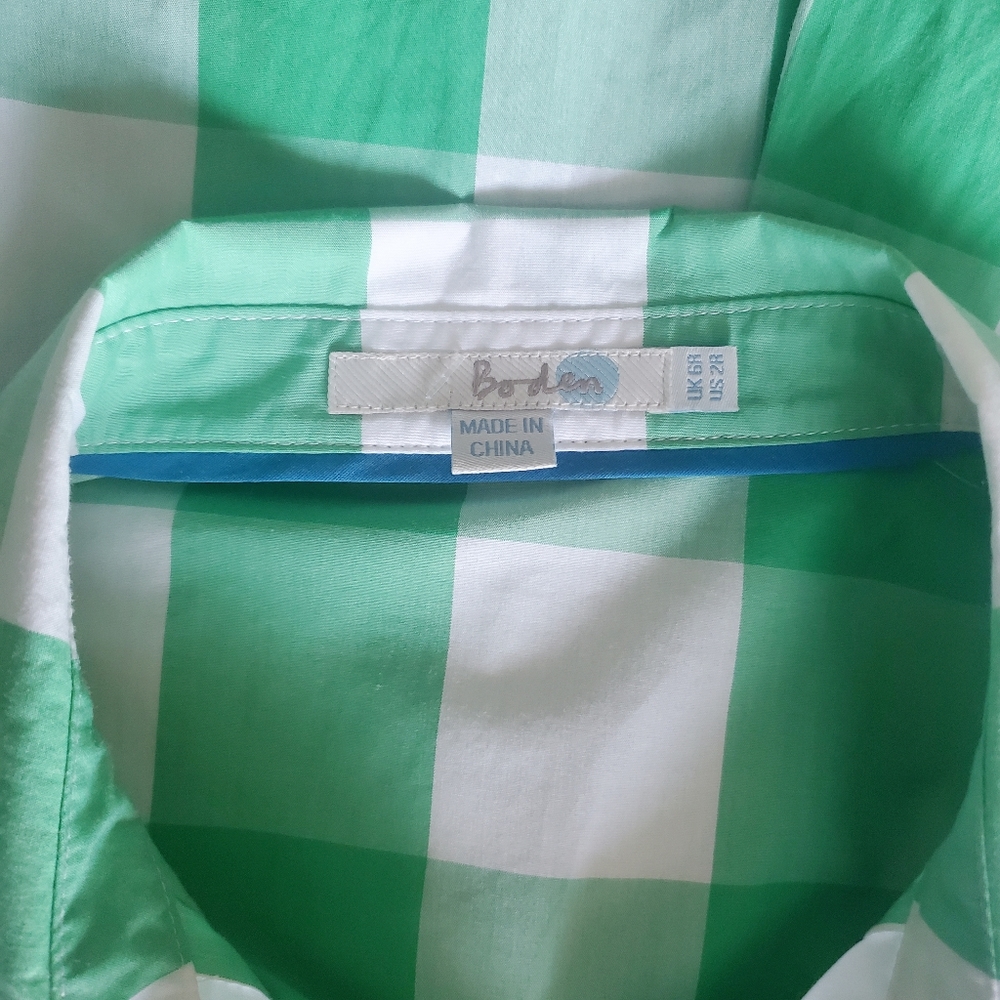 Boden Green and White Gingham Shirt Dress - Picture 4 of 6